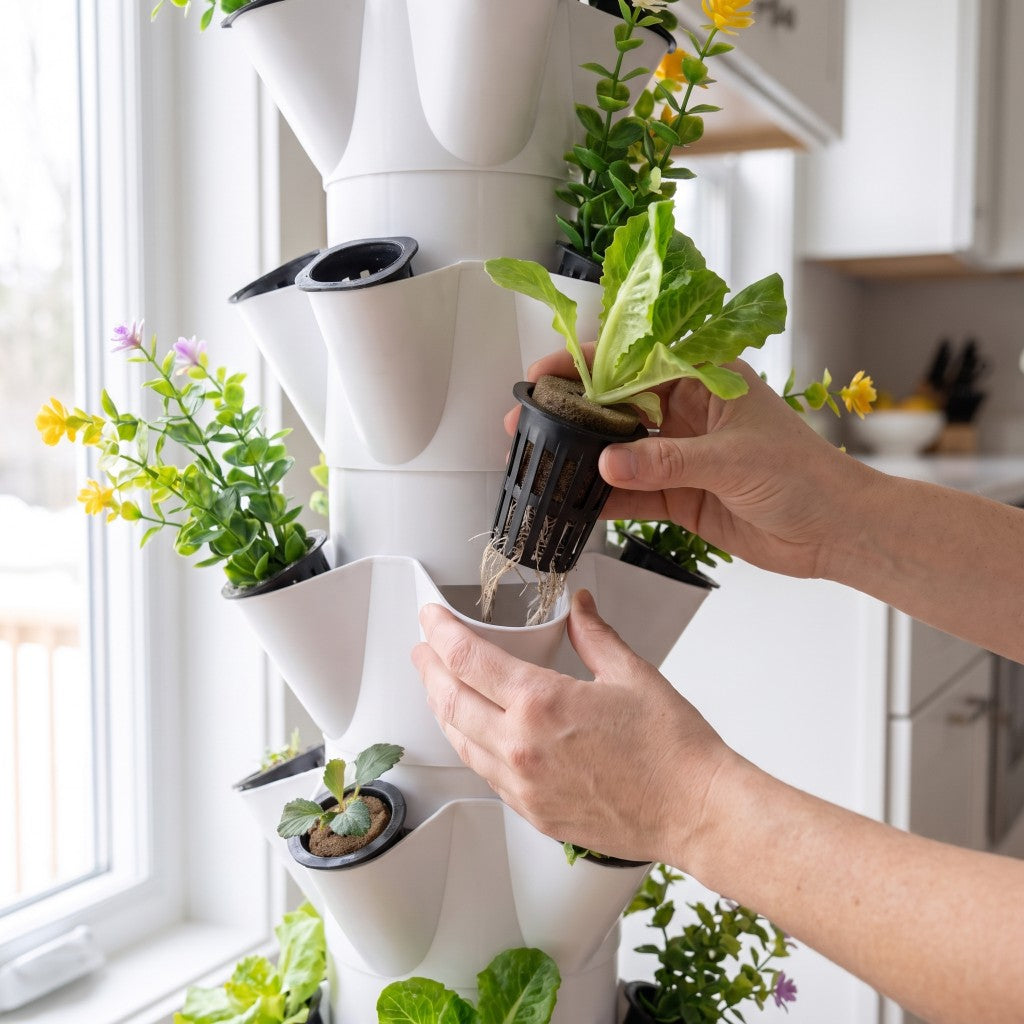 Les plantes prennent place dans leur panier