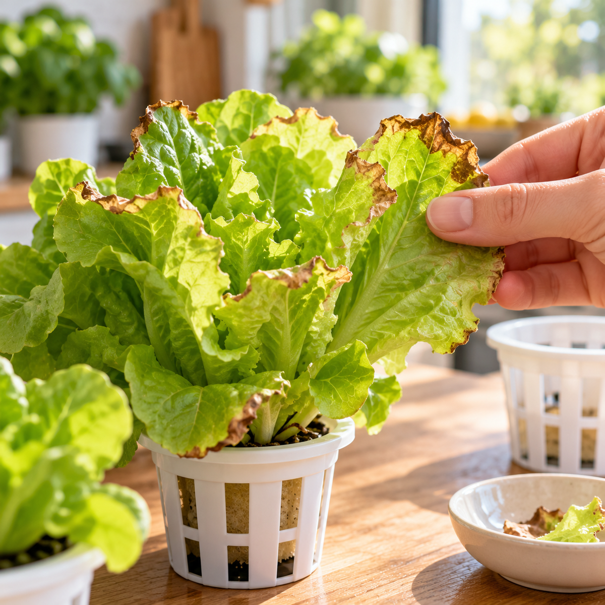 Feuilles de salade aux bords bruns : que faire en hydroponie ?