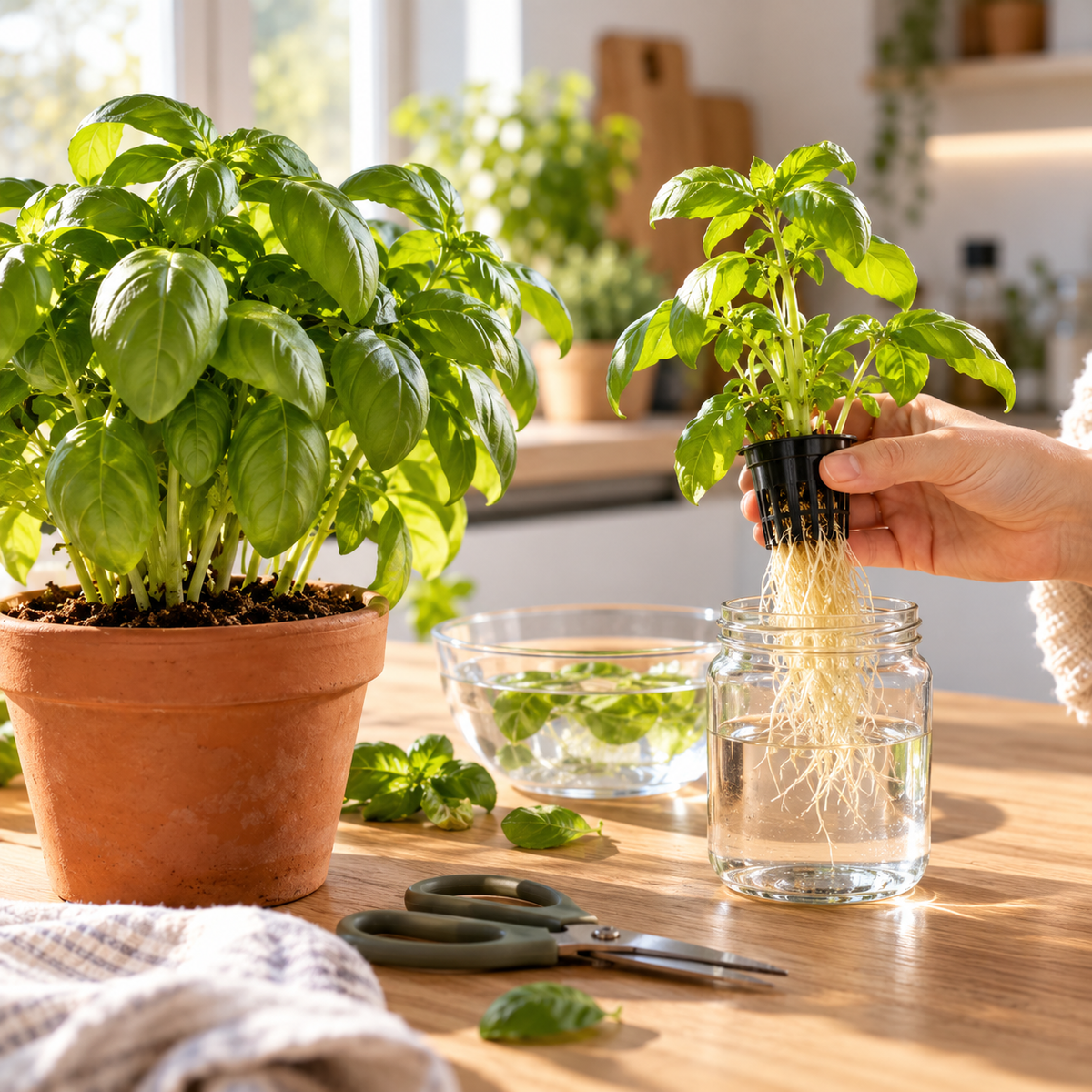 Potager hydroponique : peut-on y repiquer une plante achetée en pot ?