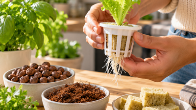 What substrate replaces soil in a hydroponic garden?