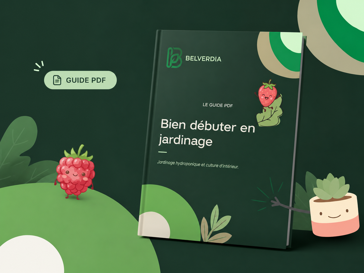 Bannière du guide gratuit Belverdia : bien débuter en jardinage hydroponique