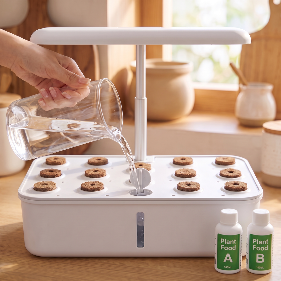 Verdia One : ajouter l'eau et les nutriments A+B dans le réservoir